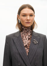 Pinstripe Blazer with Jewel Detail on Lapel