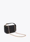 Faux Leather Flap Crossbody with M Logo on Handle