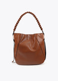 Braided Handle Faux Leather Shopper