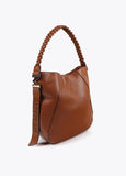 Braided Handle Faux Leather Shopper