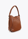 Braided Handle Faux Leather Shopper