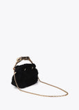 Fantasy Rosette Fabric Bag with Metal Leopard Handle