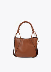 Braided Handle Faux Leather Bag