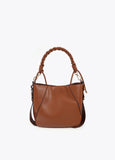 Braided Handle Faux Leather Bag
