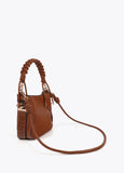 Braided Handle Faux Leather Bag