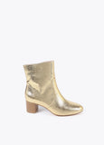 Metallic Ankle Boot with Wood Effect Heel