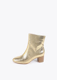Metallic Ankle Boot with Wood Effect Heel