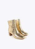 Metallic Ankle Boot with Wood Effect Heel
