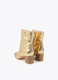 Metallic Ankle Boot with Wood Effect Heel