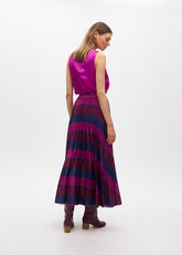 Pleated Skirt with Stripe Print