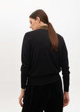 Polo Style Sweater with Rhinestone Collar