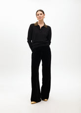 Polo Style Sweater with Rhinestone Collar