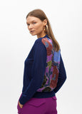 Short Fine Knit Cardigan with Printed Back