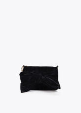 Velvet Handbag with Front Bow