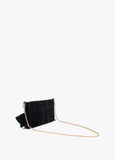 Velvet Handbag with Front Bow