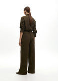 Straight Pants with Elastic and Central Crease