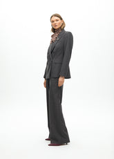 Straight Pinstripe Pants with Elastic Waist