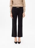 Cropped flared trousers with rhinestone detail at the waist