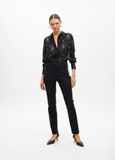 Stretch fabric trousers with zipped pocket