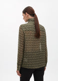 Logo Pattern Blouse with Neck Tie