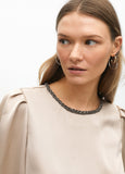 Blouse with Jewel Detail on Neckline