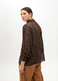 Animal Print Turtleneck Blouse