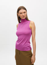 Sleeveless High Neck Knit Top