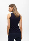 Sleeveless High Neck Knit Top