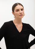 V-Neck Knit Top with Strass