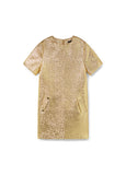 Short Cracked Gold Dress
