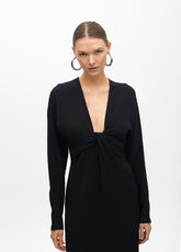 Knitted dress with rhinestone detail on shoulders
