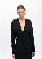 Knitted dress with rhinestone detail on shoulders