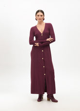 Knit Dress with A-line Skirt and Buttons