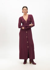 Knit Dress with A-line Skirt and Buttons