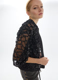 mf2602002-Spider web bomber jacket-Black