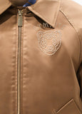 mf2602020-Satin bomber jacket with detachable fur-Beige