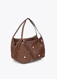 mf2604016-Multi-studded leather effect shopper-Brown