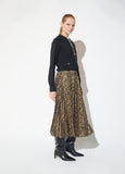 mf2608001-Printed leopard pleated satin skirt-Brown-Multicolor