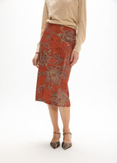 mf2608002-Sequin pencil skirt-Brick