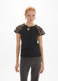 mf2615001-Fitted t-shirt with raglan sleeves in ''spider'' fabric-Black
