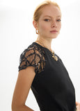 mf2615001-Fitted t-shirt with raglan sleeves in ''spider'' fabric-Black