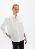 mf2615003-Oversized shirt with gold studs with positioned drawings-White