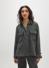 mf2615009-Oversize overshirt with pearl button detail-Dark Grey