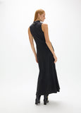 mf2616003-Sleeveless, long circular dress with strass detail positioned drawings-Black