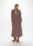 mf2616016-Monogrammed chain print midi dress with belt-Bordeaux