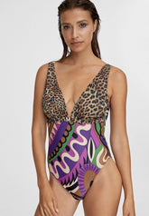 MS2410001-Black-Lilac-Combined print swimsuit