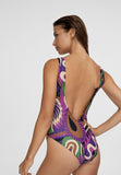 MS2410001-Black-Lilac-Combined print swimsuit