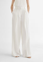 MS2414002-Ecru-Flowing darted trousers