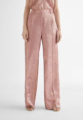 MS2414010-Pink-Straight iridescent trousers