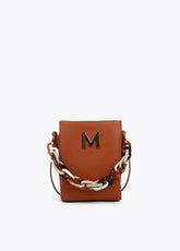 Faux leather crossbody bag with multicoloured strap